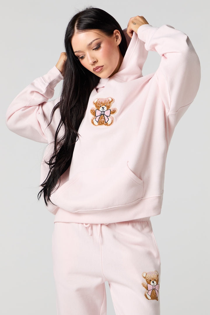 Haut à capuchon en molleton surdimensionné à broderie en chemille Teddy