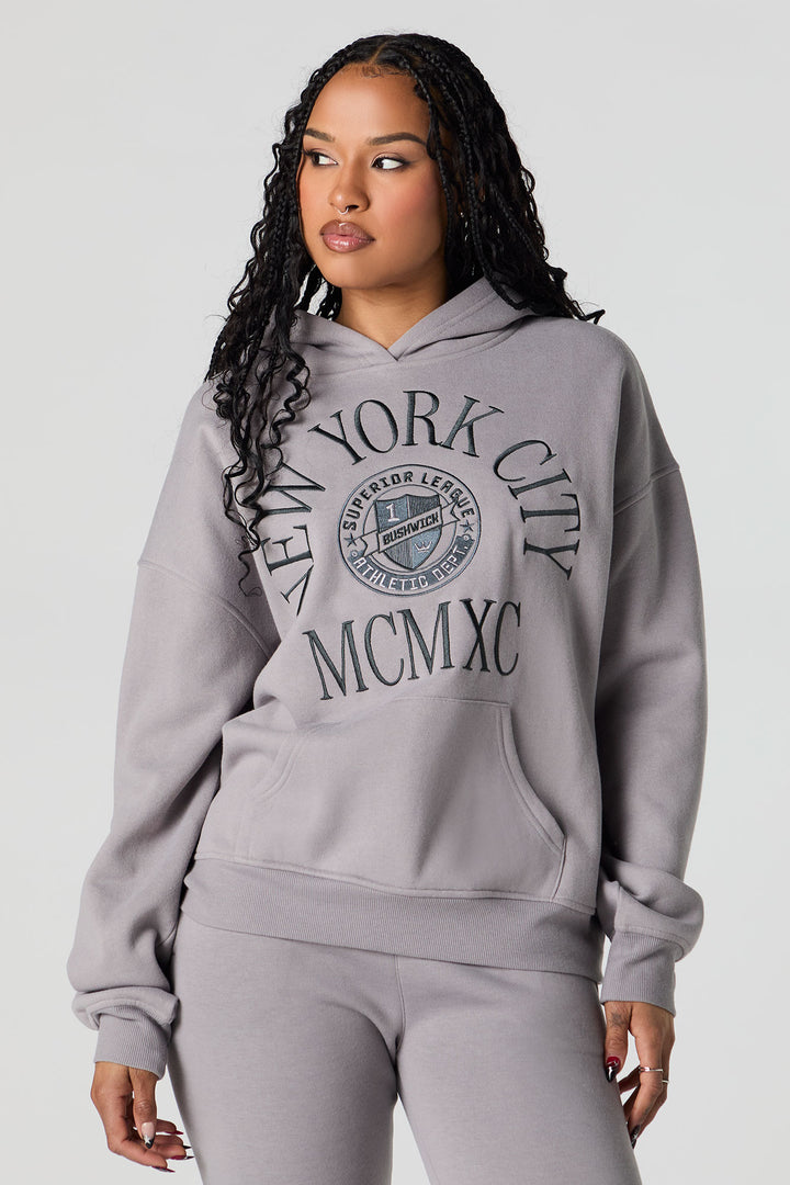 City Embroidered Oversized Fleece Hoodie