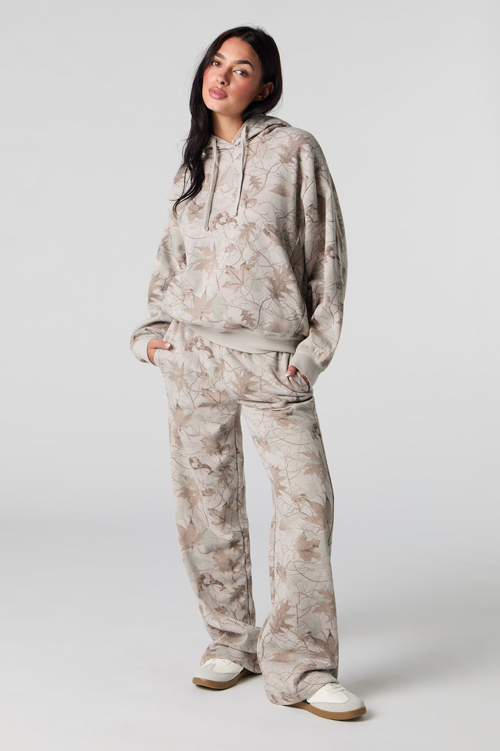 Pantalon d'entraînerment à jambe large en molleton avec motif camouflage