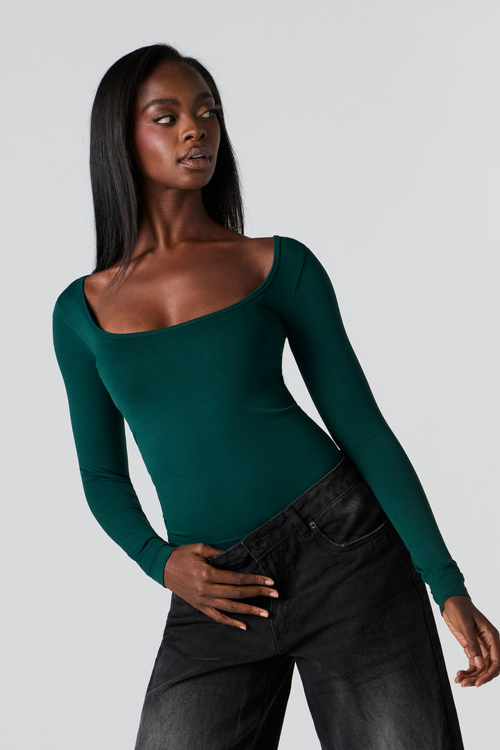 Seamless Square Neck Long Sleeve Top