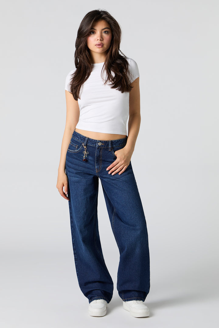 Low Rise Baggy Jean with Cherry Keychain
