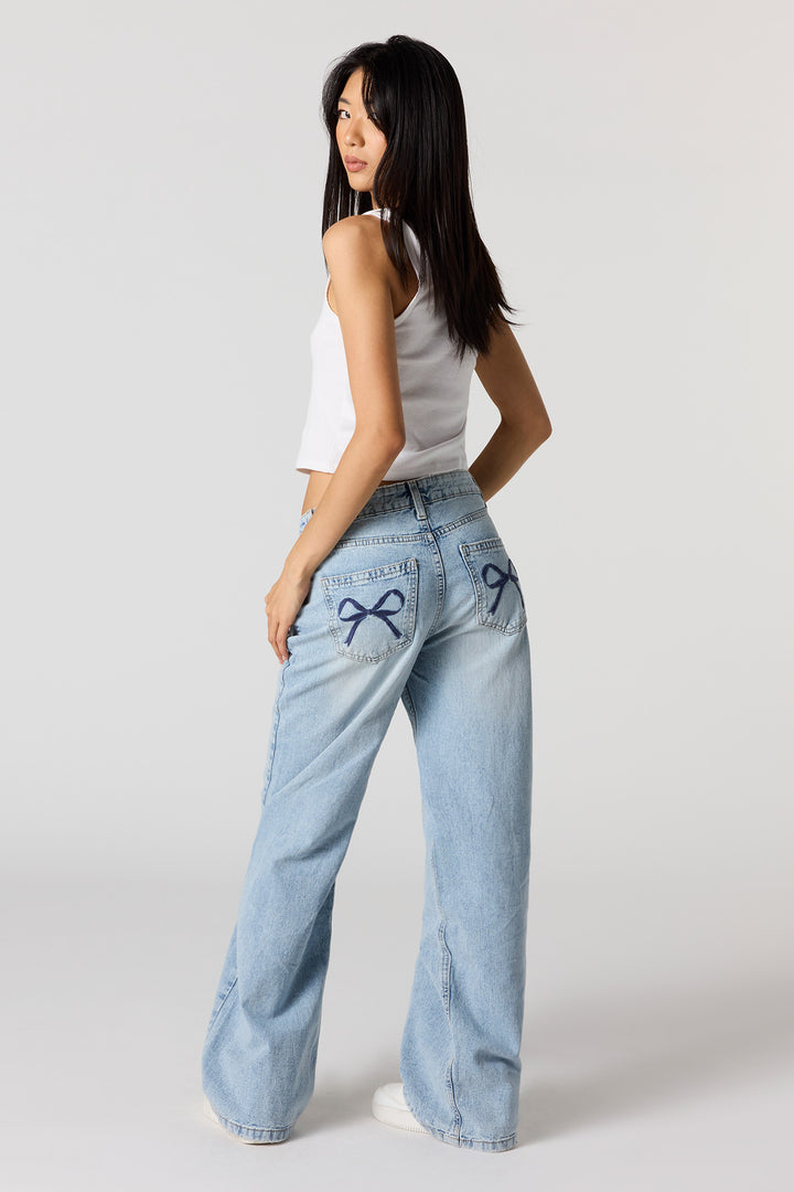 Embroidered Low Rise Skater Jean