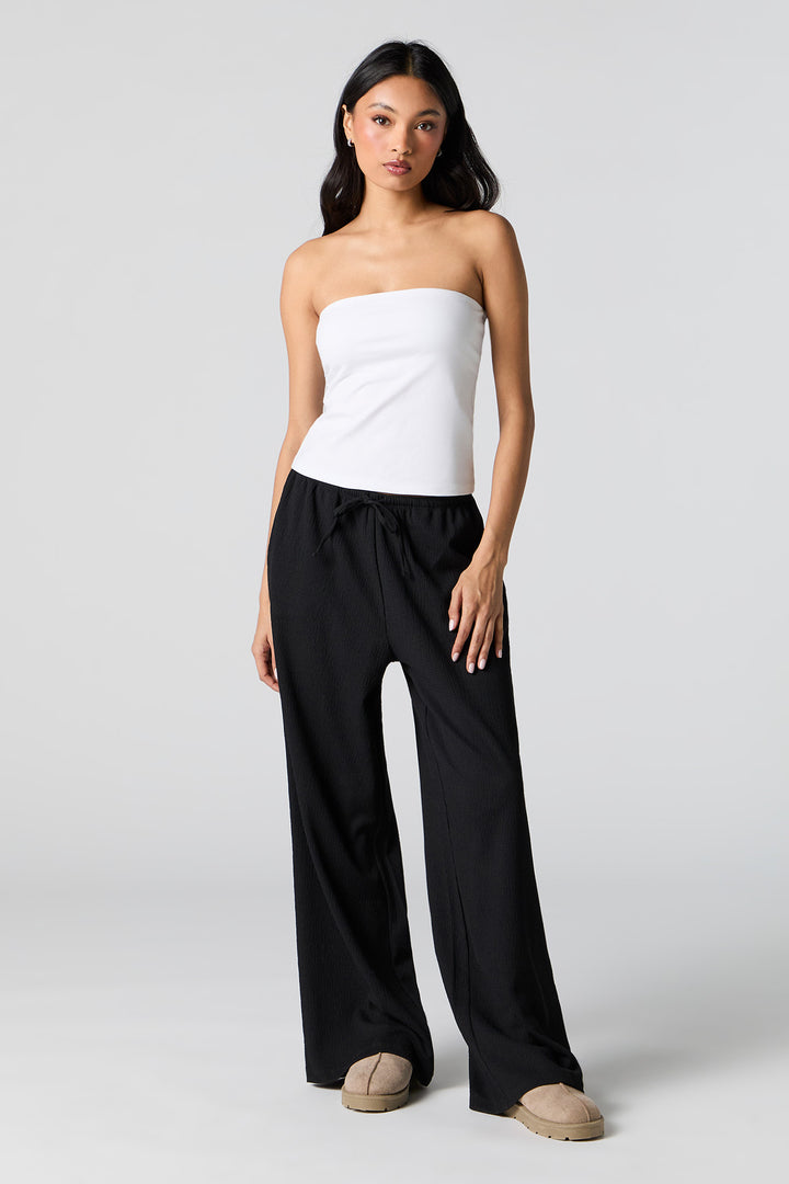 Pantalon fluide texturé à jambe large