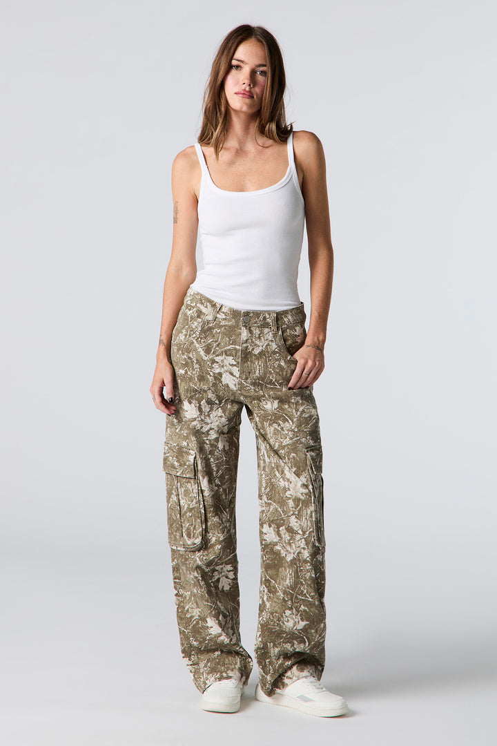 Pantalon cargo à jambe large en denim