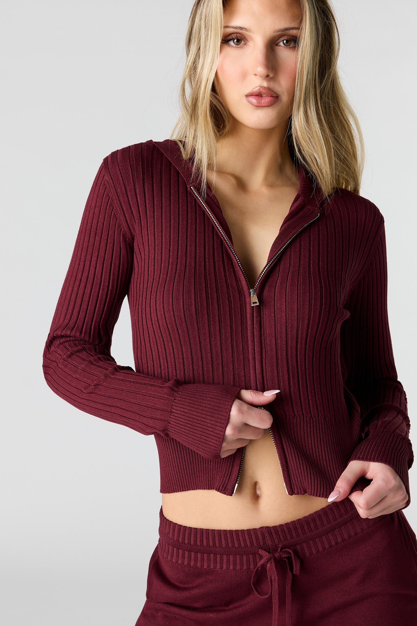 Ribbed Knit Zip-Up Hoodie – Urban Planet