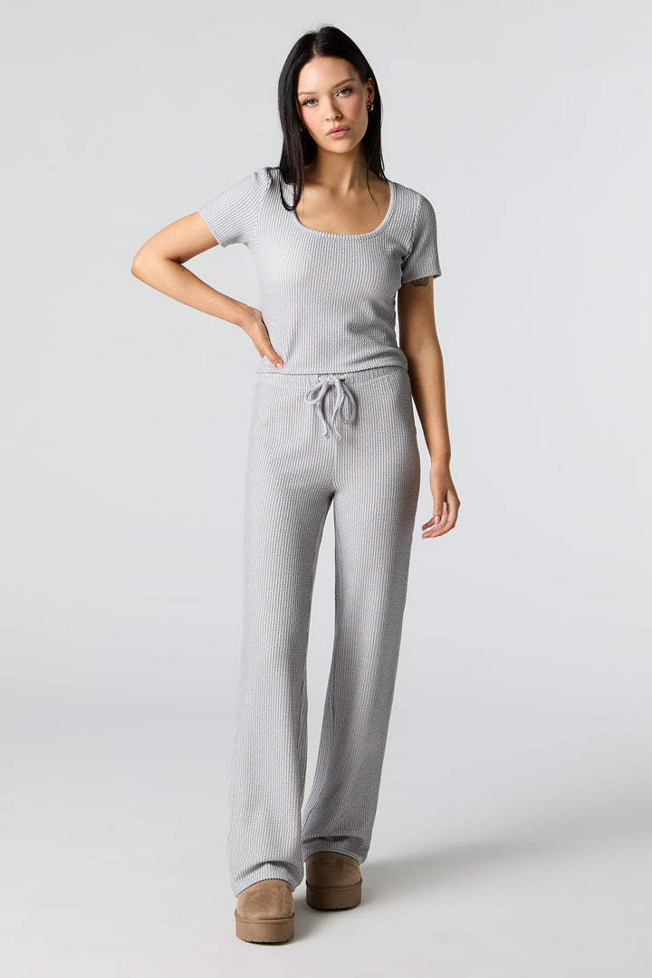 Pantalon à jambe large côtelé texturé