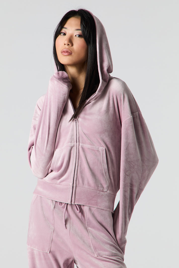 Velour Zip-Up Hoodie