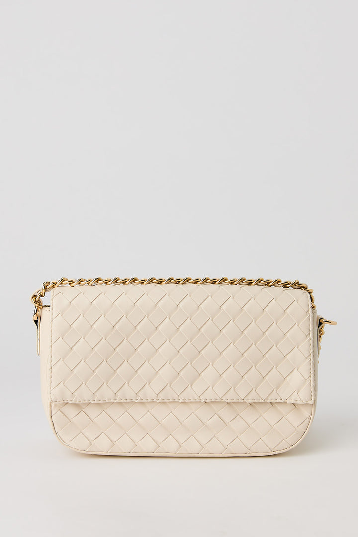 Faux Leather Woven Crossbody Purse