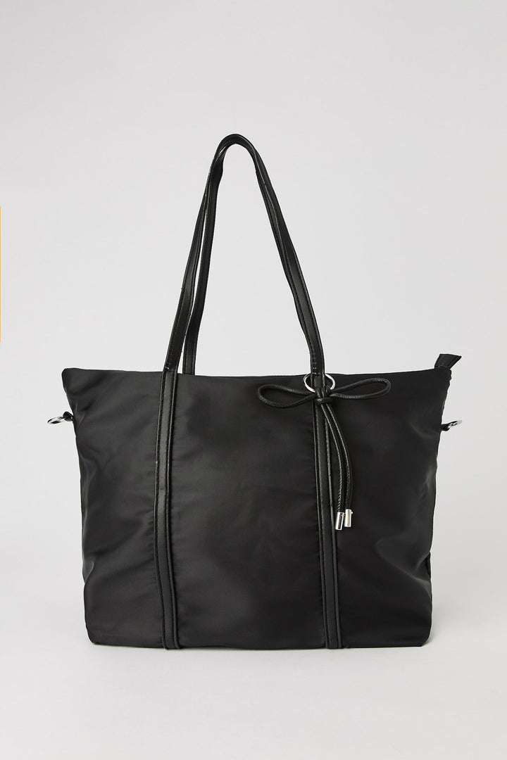 Nylon Bow Charm Tote Bag