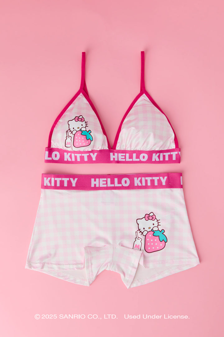 Ensemble avec soutien-gorge triangulaire et culotte garçonne à imprimé Hello Kitty®