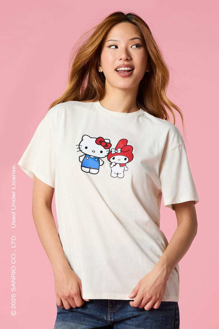 T-shirt de coupe garçonne à imprimé Hello Kitty® & My Melody