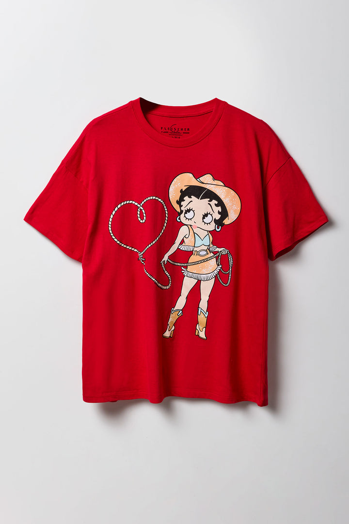 T-shirt de coupe garçonne à imprimé Betty Boop Cowgirl
