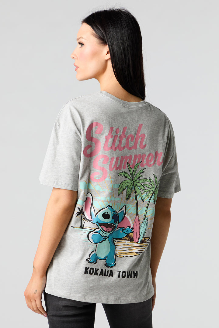 T-shirt de coupe garçonne à imprimé Stitch Hawaii