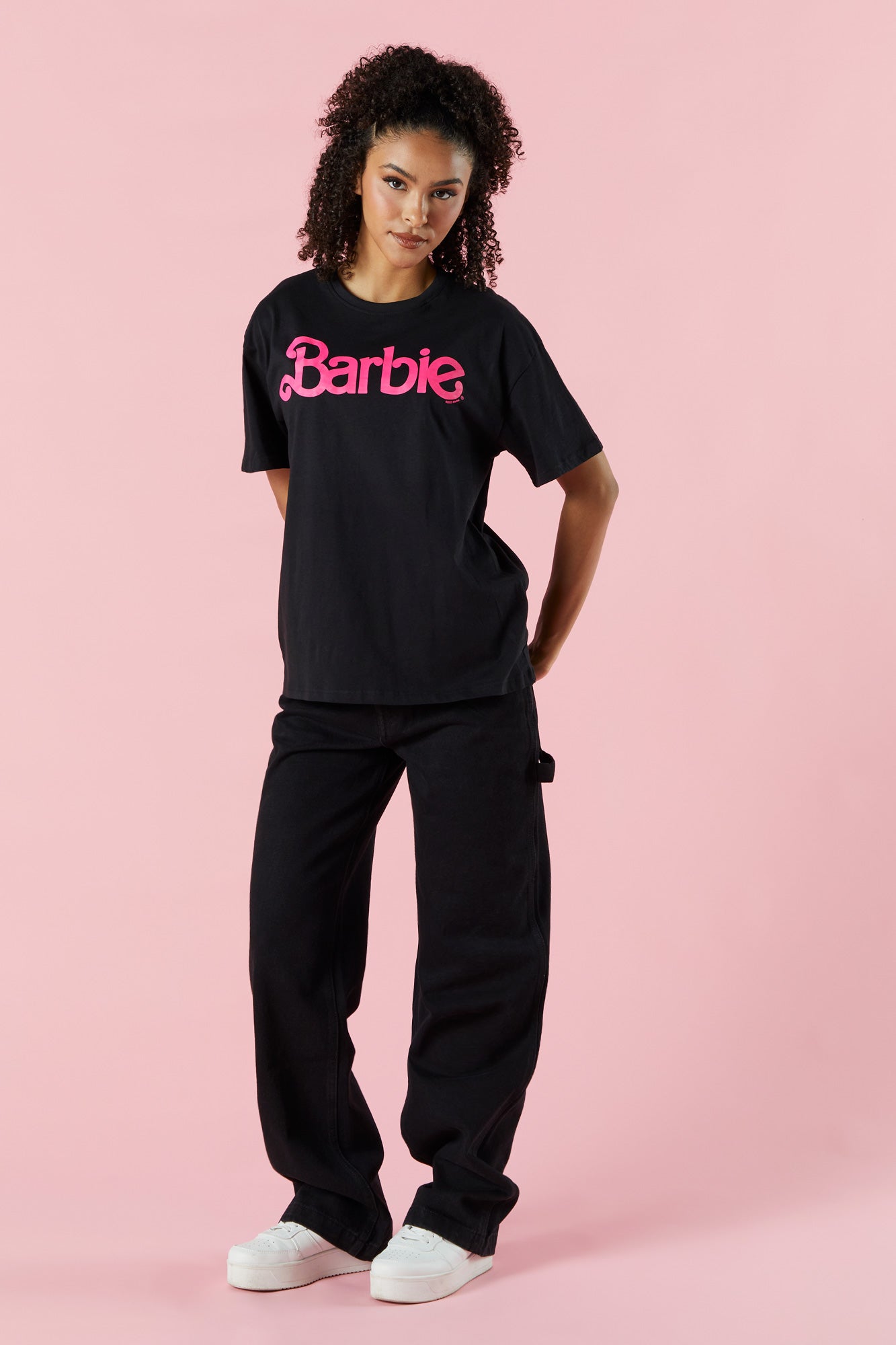 Barbie™ Logo Black Graphic Boyfriend T-Shirt