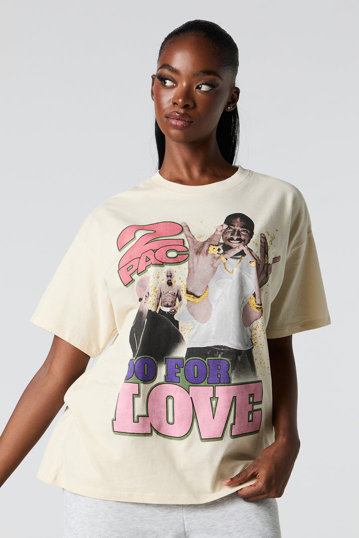 T-shirt de coupe garçonne à imprimé Tupac