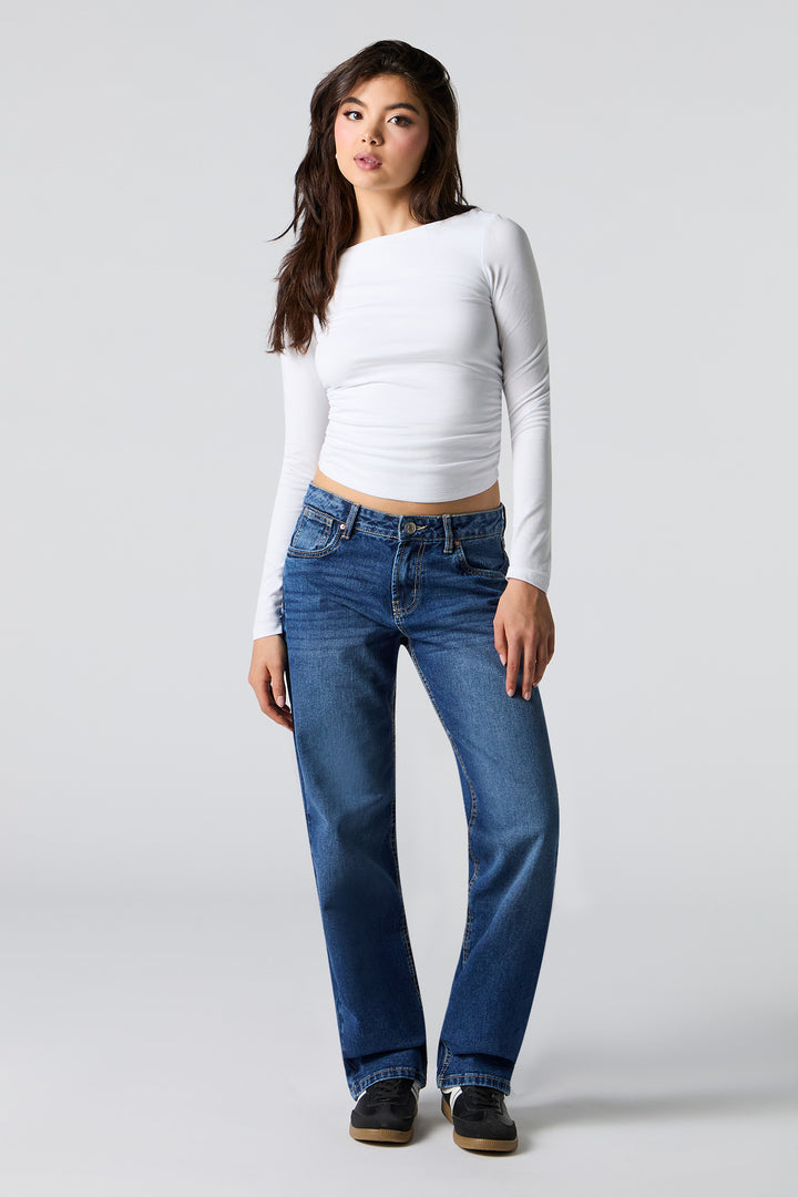 Low Rise Straight Leg Dark Jean