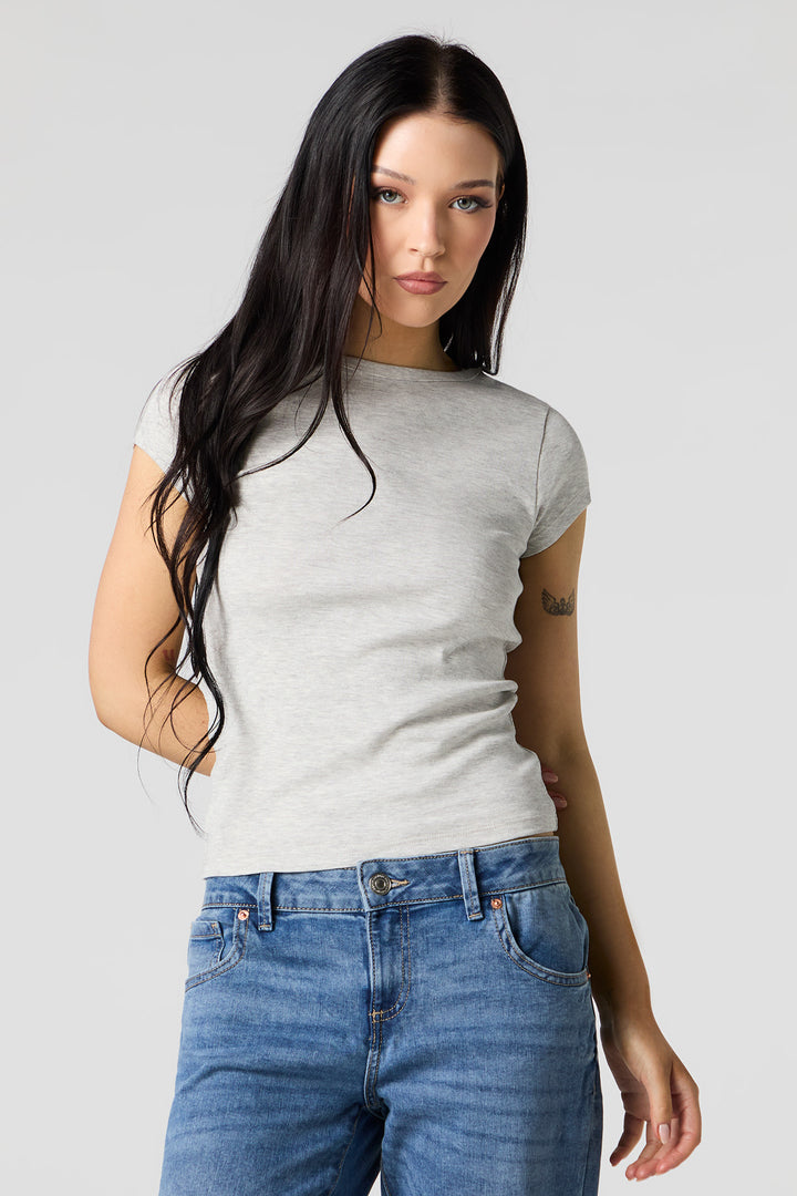 Ribbed High Neck T-Shirt