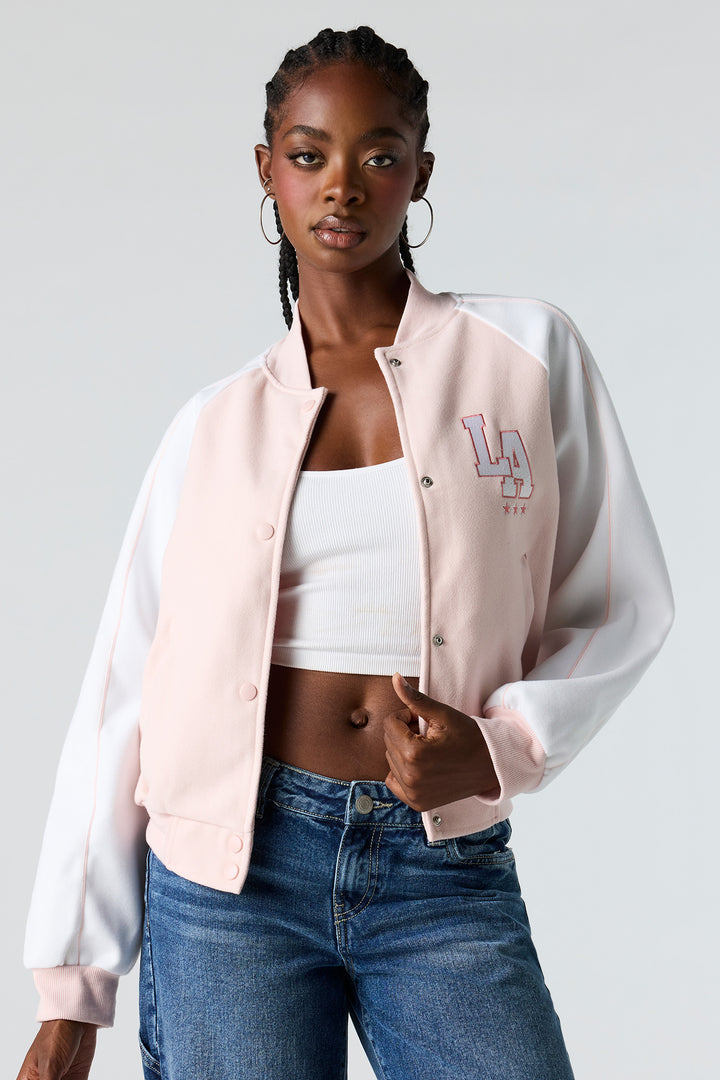 Blouson aviateur en molleton avec motif brodé