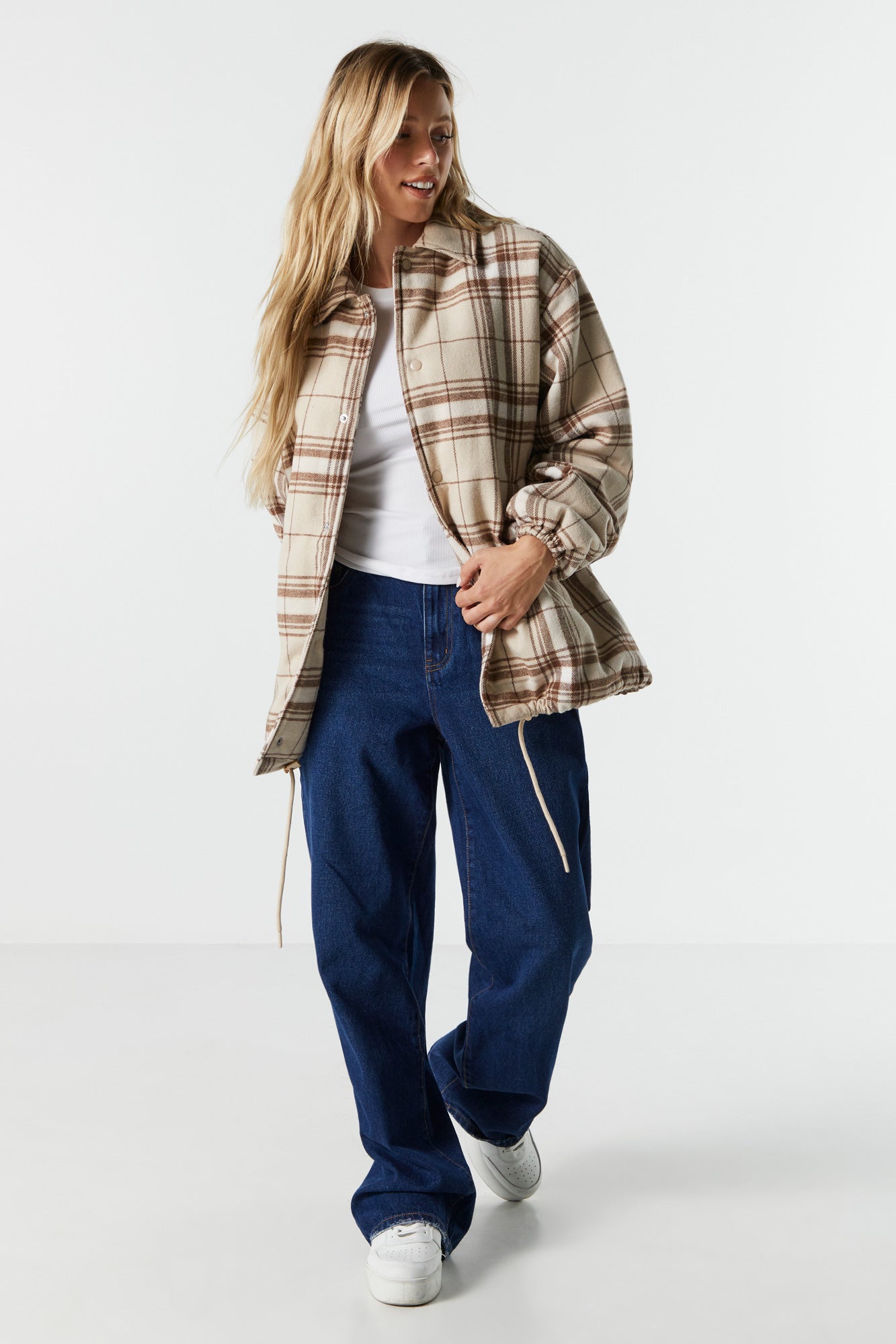 Oversized Plaid Coach Jacket – Urban Planet