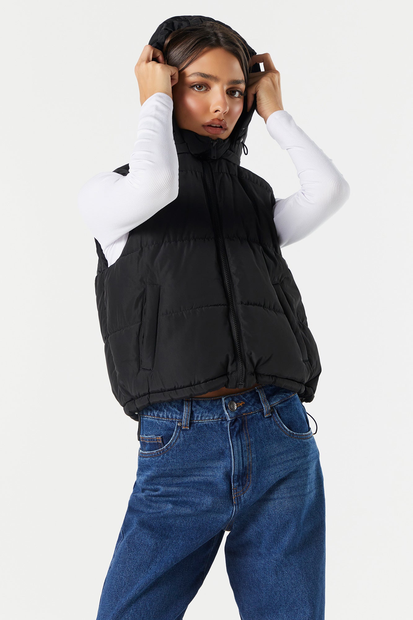 Sherpa Lined Hooded Puffer Vest – Urban Planet