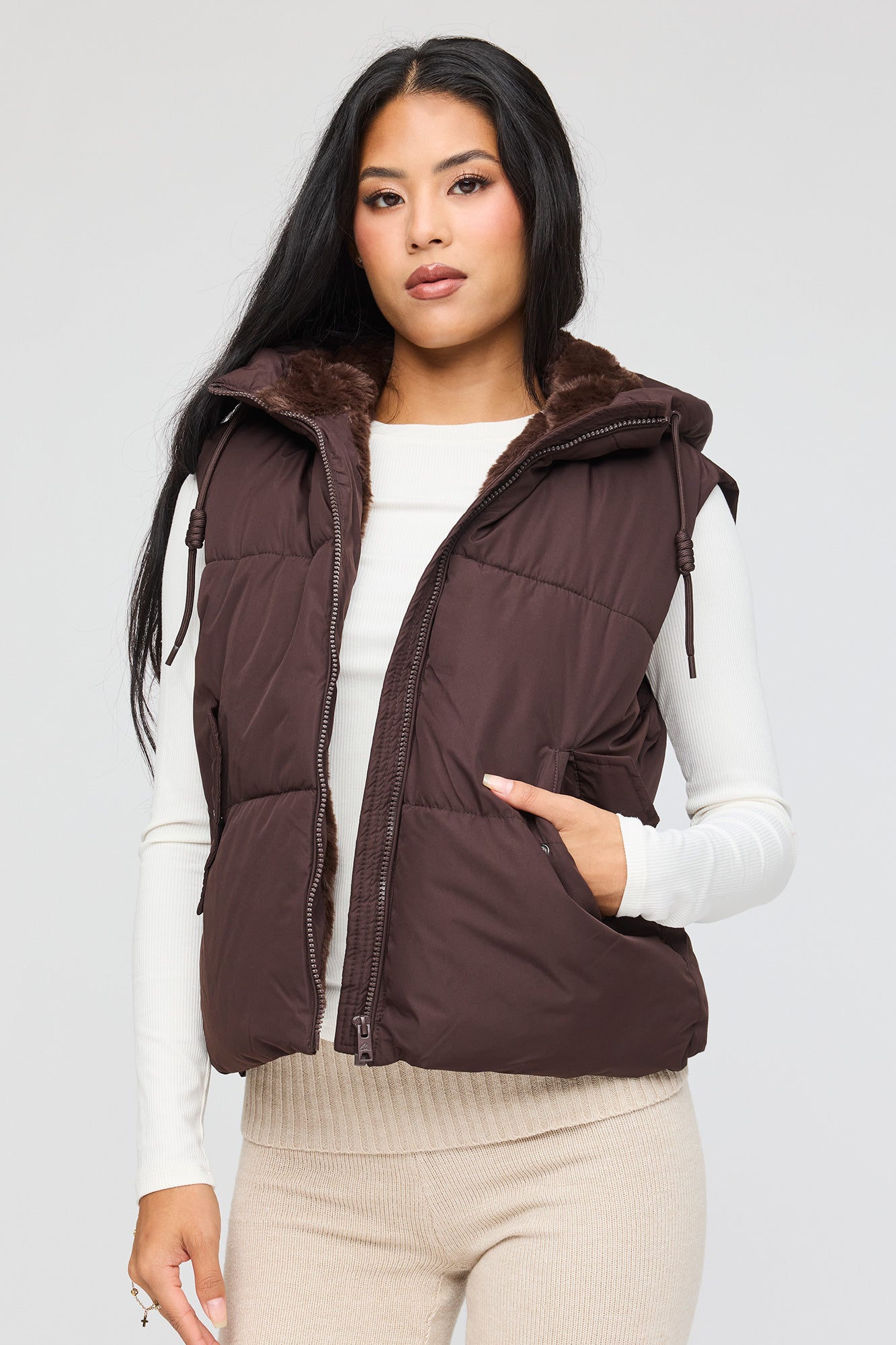 Cozy Lux Faux Fur Lined Puffer Vest – Urban Planet