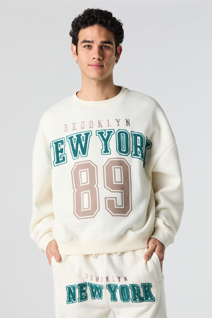 Chandail en molleton à broderie en chenille New York