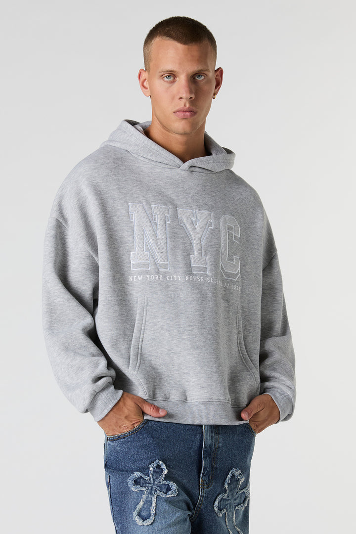 NYC Embroidered Boxy Fleece Hoodie