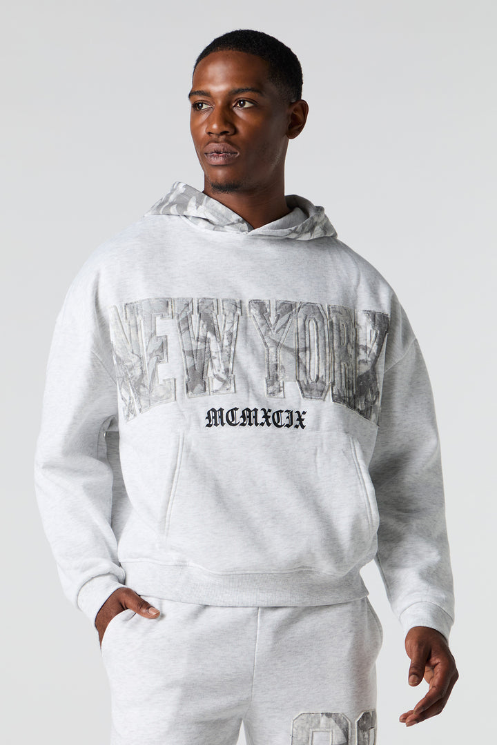 Camo Patch Boxy Fleece Hoodie