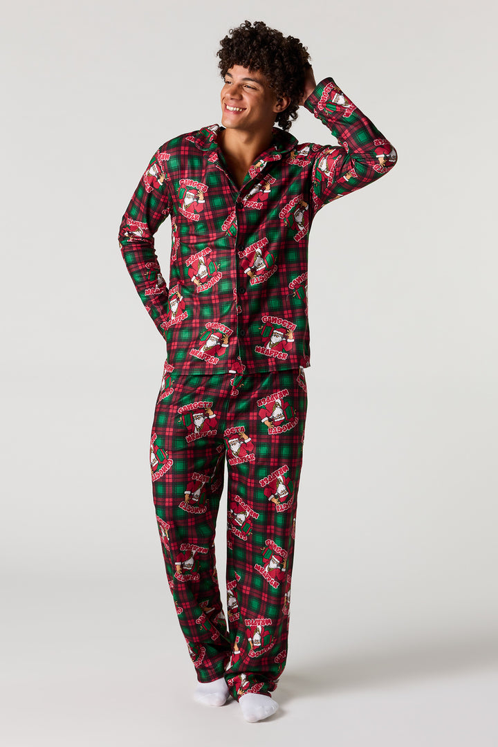 Ensemble pyjama de Noël avec haut boutonné en flanelle et pantalon