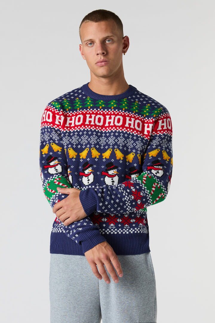 Chandail de Noël à imprimé Bonhomme de neige en jersey jacquard