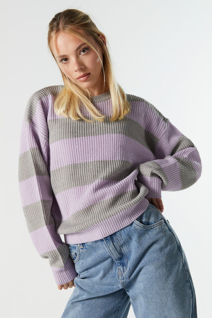 Oversized Ribbed Knit Balloon Sleeve Sweater