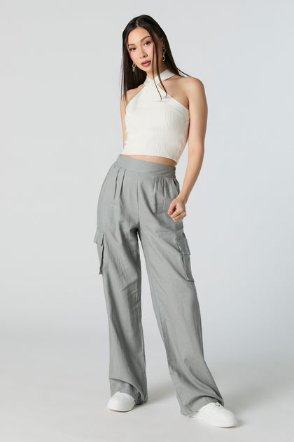 Pleated Wide Leg Cargo Pant