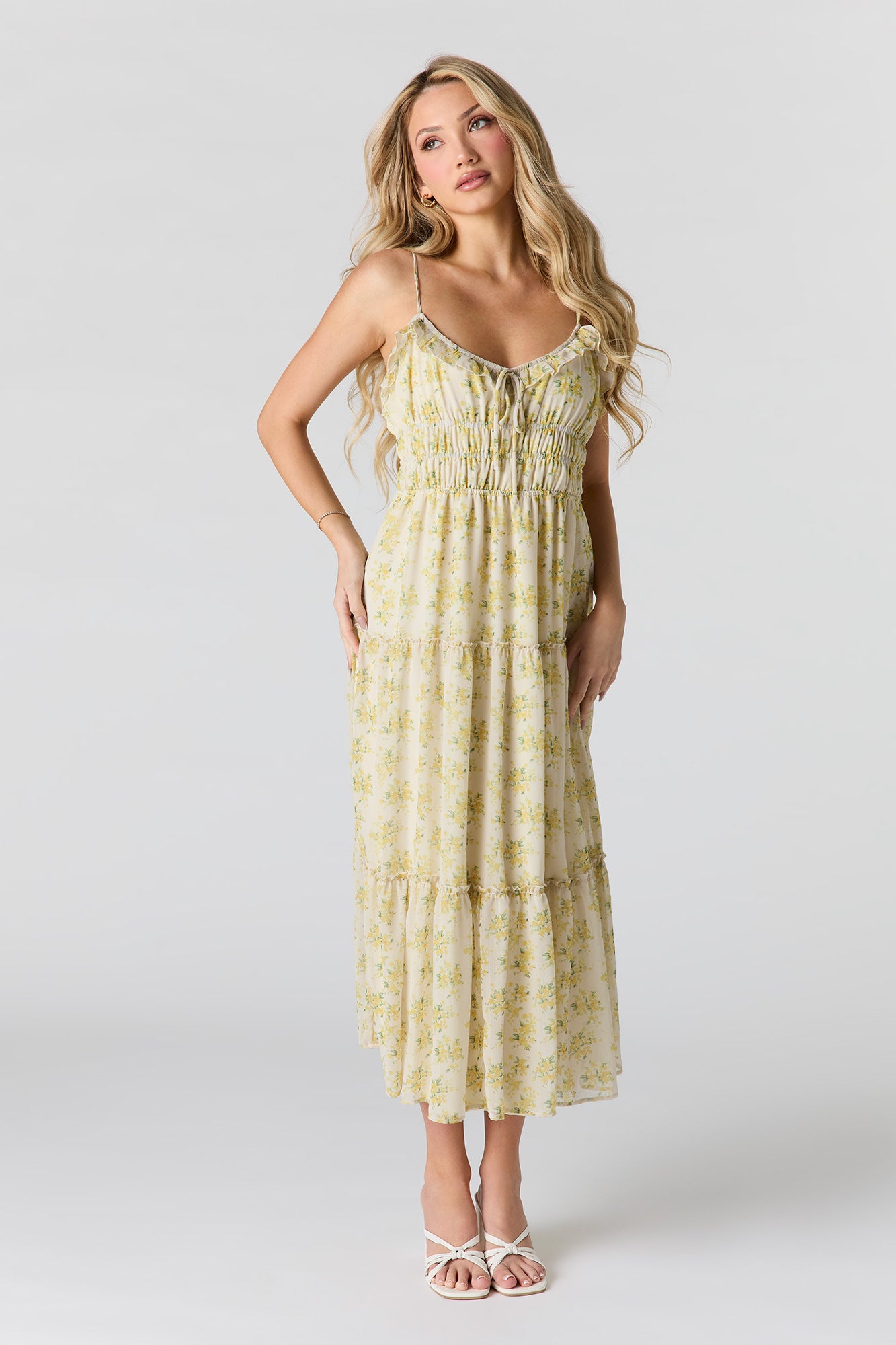 Floral Chiffon Tiered Midi Dress Urban Planet Floral Chiffon Tiered Midi Dress Urban Planet