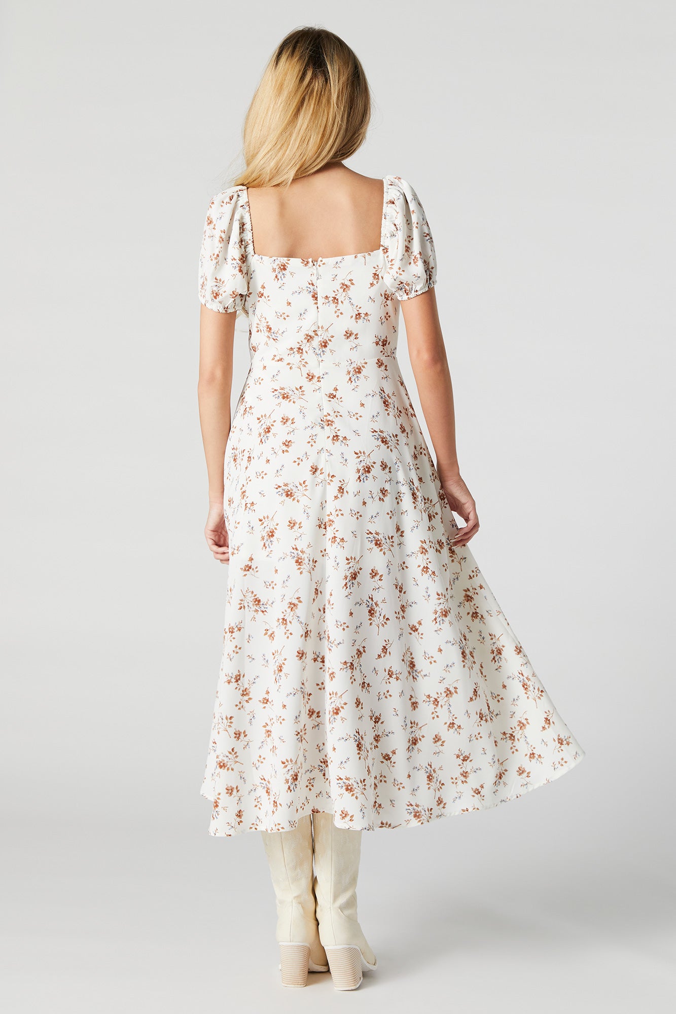 Buy the Garmspot Milk Maid Midi dress in Floral Print on