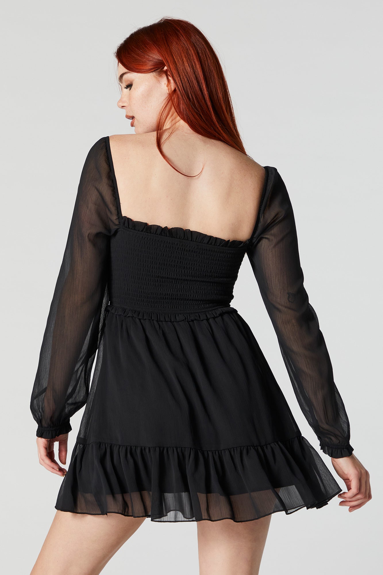 Chiffon Square Neck Tiered Mini Dress – Urban Planet