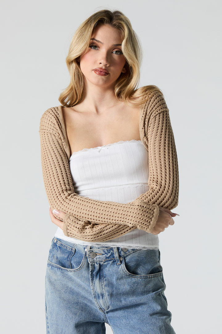 Cache-épaule écourté en tricot ouvert