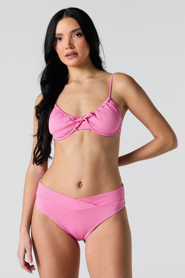 Culotte de bikini texturée croisée