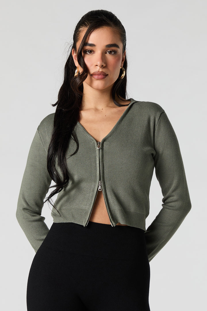 Chandail en tricot côtelé avec fermeture à glissière
