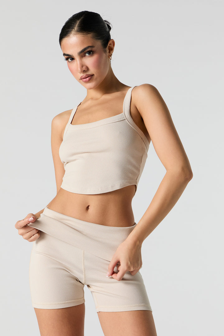 Short côtelé à bande de taille repliée Active