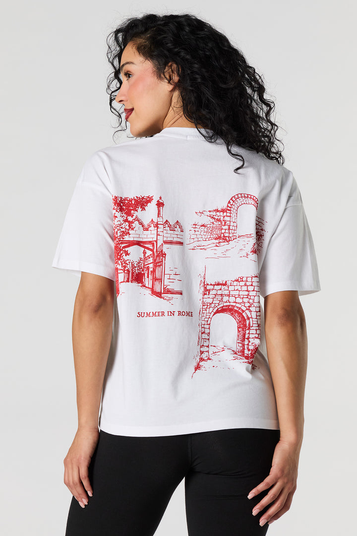 T-shirt décontracté avec motif brodé Rome