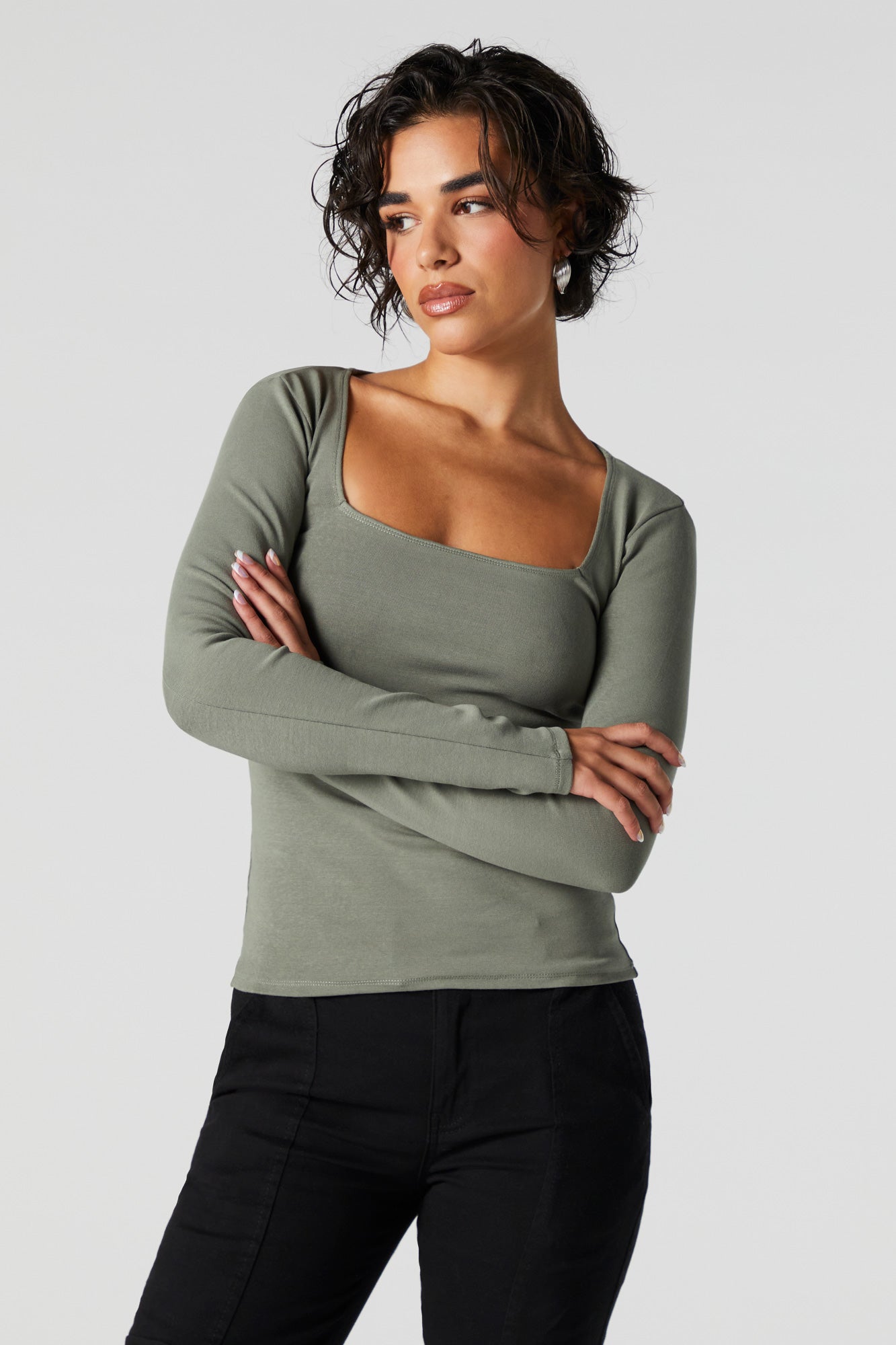 Square Neck Long Sleeve Top – Urban Planet