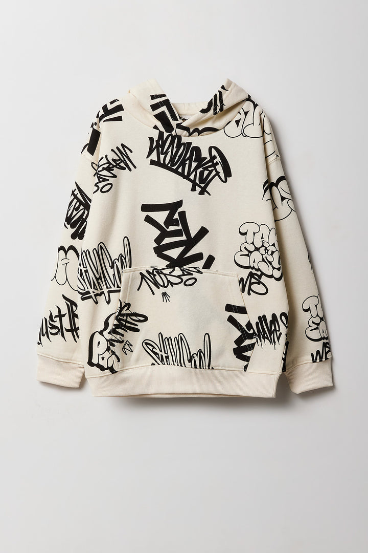 Kids Graffiti Print Fleece Hoodie