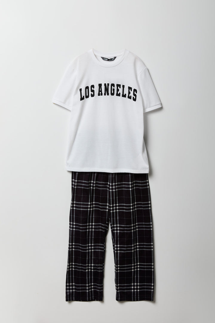 Ensemble pyjama avec t-shirt et pantalon à carreaux pour enfant