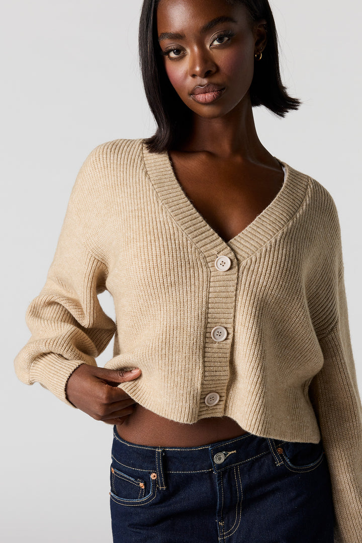 Cardigan boutonné en tricot mousseux