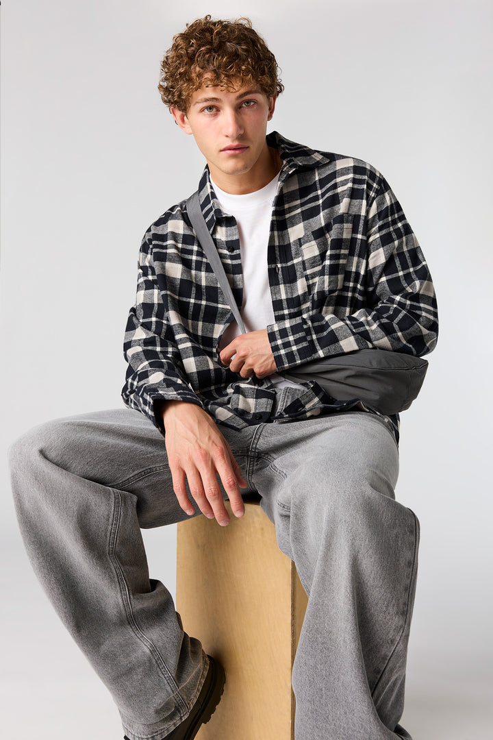 Haut carré boutonné en flanelle
