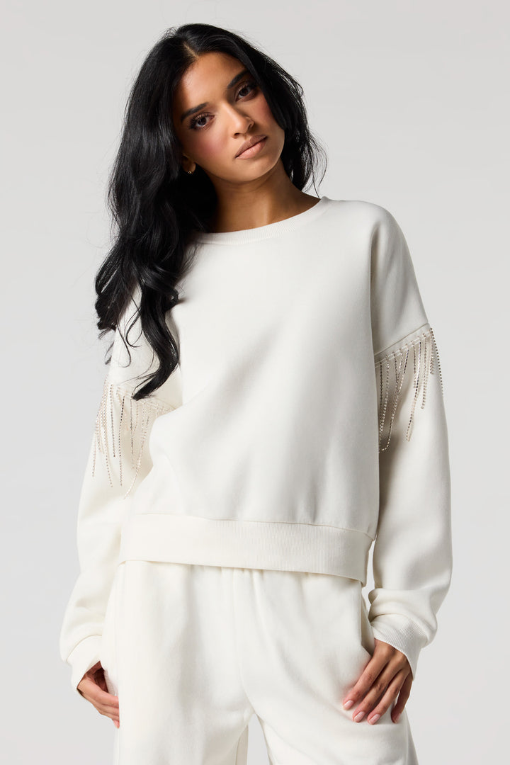 Chandail en molleton à manches ornées de pierres du Rhin