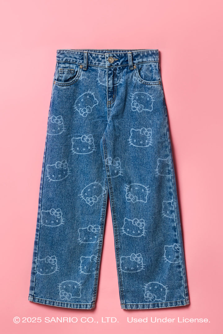 Hello Kitty® Girls Mid Rise Wide Leg Jean