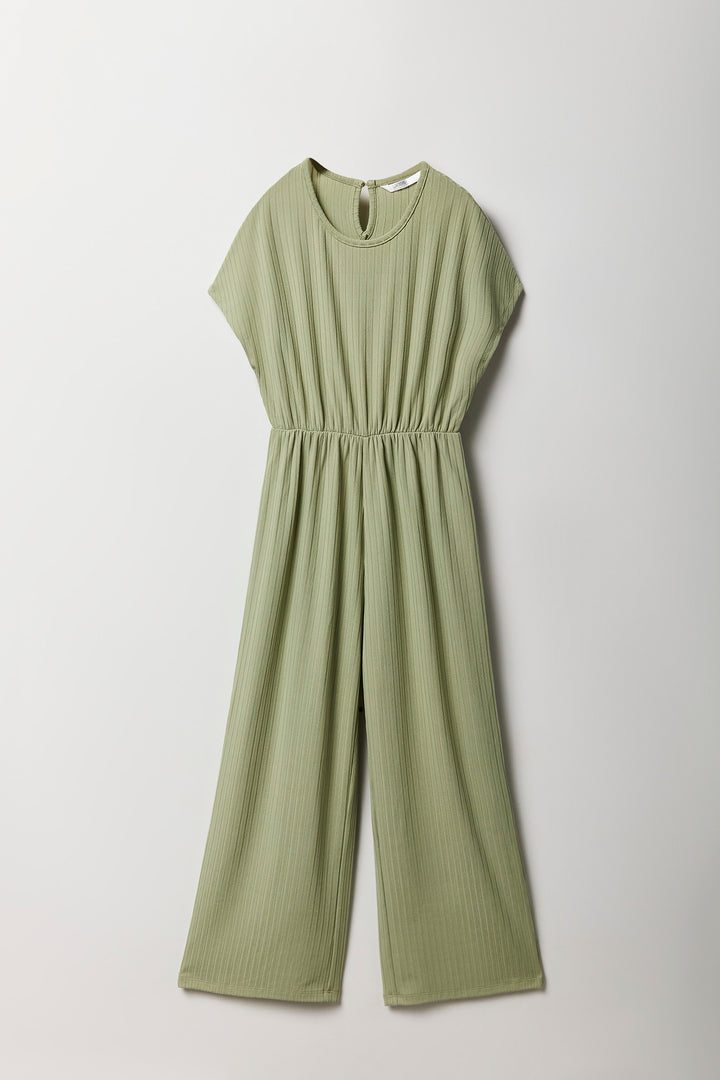 Girls Soft Ribbed Wide Leg Jumpsuit