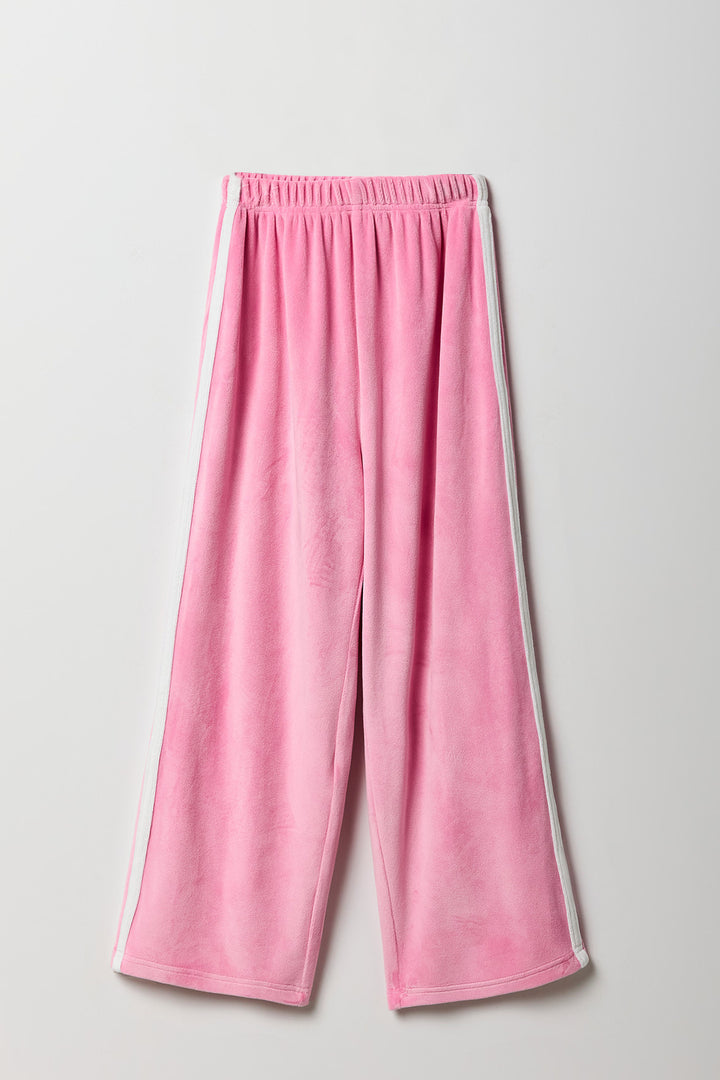 Pantalon Active à jambe large en velours avec rayures latérales pour fille