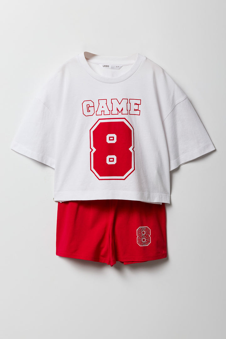 Girls Active Graphic T-Shirt & Short 2 Piece Set